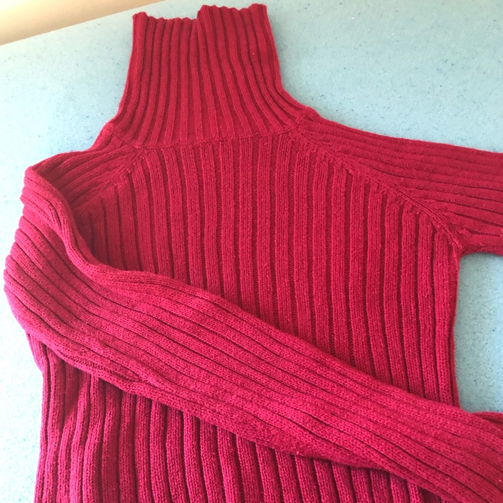 Red turtleneck sweater